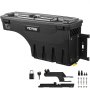 VEVOR Truck Bed Storage Box, Lockable Lid, Waterproof ABS Wheel Well Tool Box 6.6 Gal/20 L with Password Padlock, Compatible with 2015-2020 Ford F150, Passenger Side, Black