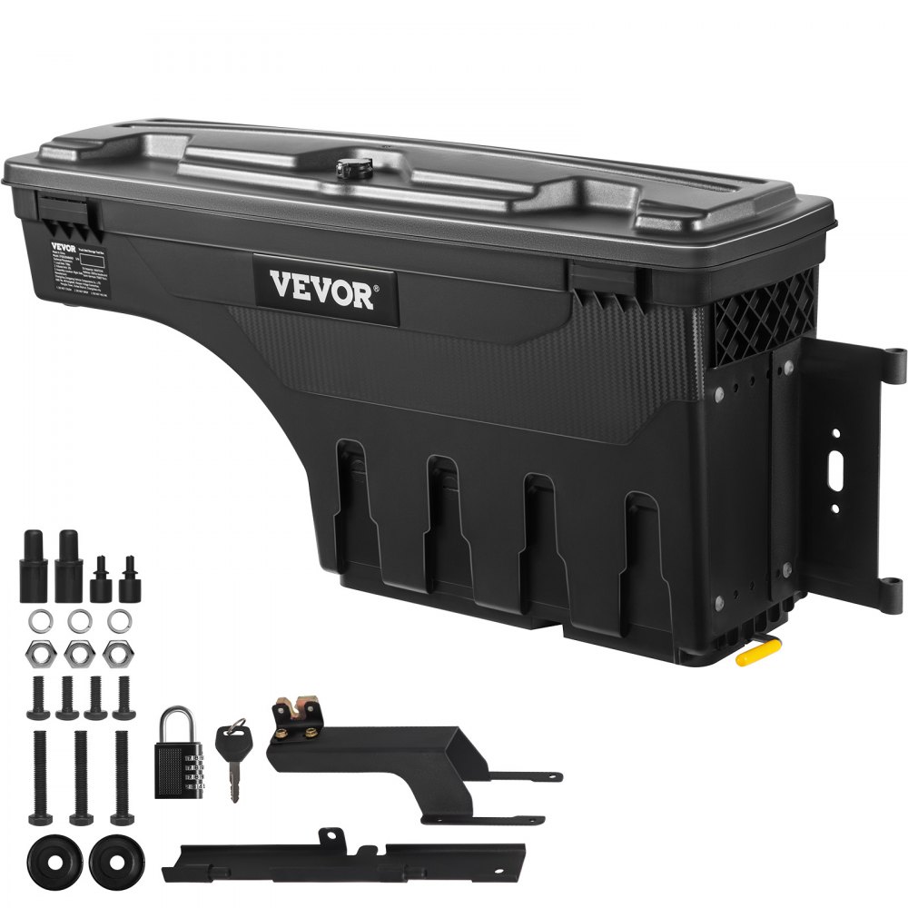 VEVOR Truck Bed-oppbevaringsboks, låsbar svingkasse med passordhengelås, 6,6 Gal/25 L ABS-verktøykasse for hjulbrønn, vanntett og holdbar, kompatibel med Ford F-150 2015-2021, passasjerside