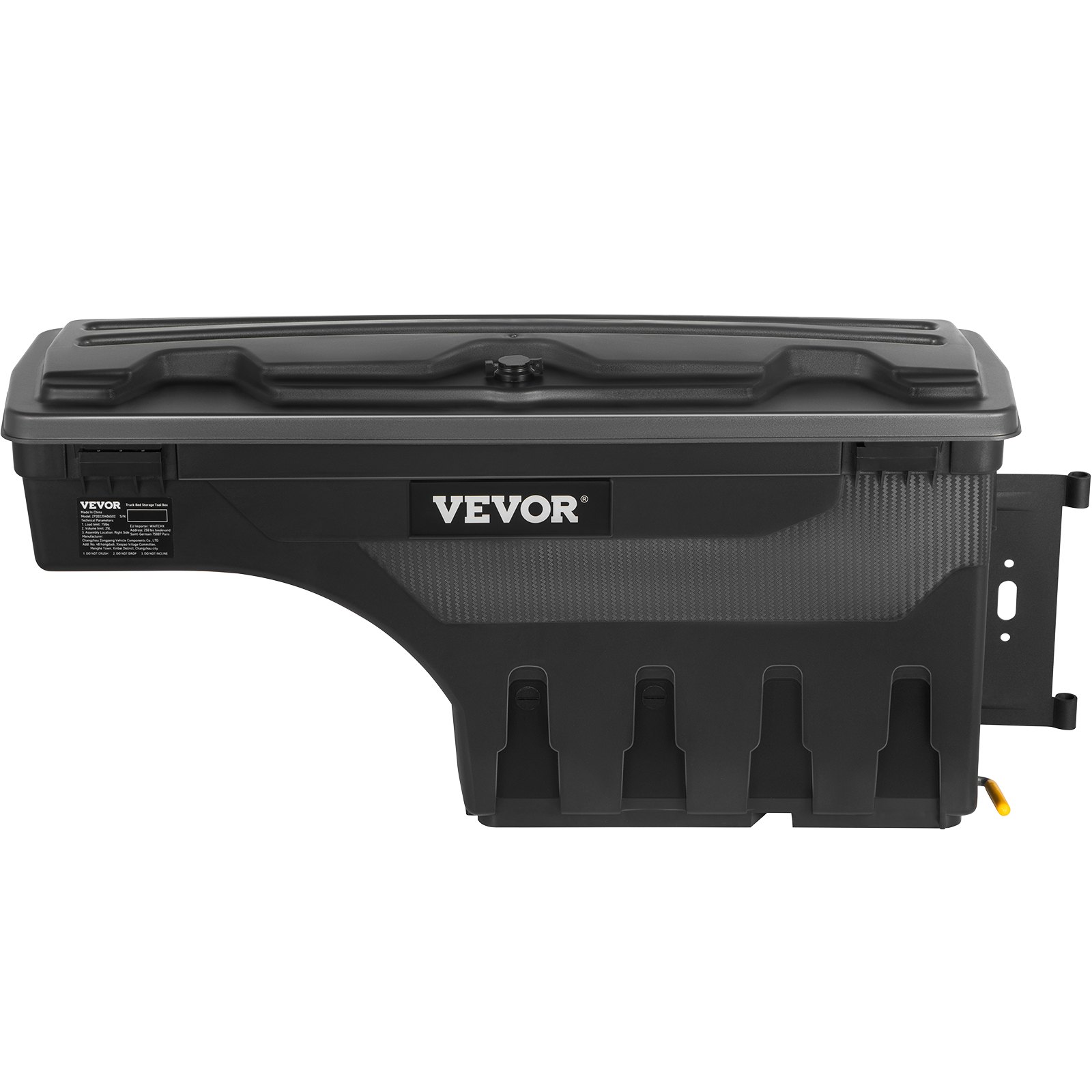VEVOR Truck Bed Storage Box, Lockable Lid, Waterproof ABS Wheel Well Tool Box 6.6 Gal/20 L, Compatible with Chevrolet Silverado 1500 GMC Sierra 1500 2019-2020, Passenger Side, Black