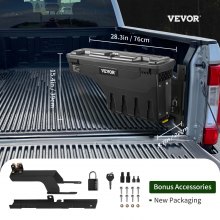 VEVOR Boîte de rangement pour lit de camion, couvercle verrouillable, boîte à outils étanche en ABS 20 L avec cadenas à mot de passe, compatible avec Super Duty 2017-2021, côté passager, noir