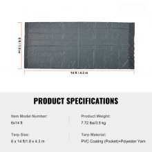 VEVOR Dump Truck Mesh Tarp, 6 x 14 ft, PVC Coated Black Heavy Duty Cover with 5.5" 18oz Double Pocket, Brass Grommets, Reinforced Double Needle Stitch Webbing Fits Manual or Electric Dump Truck System