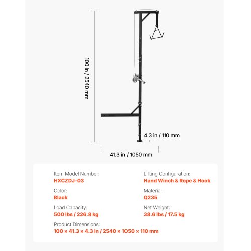 thumbnail image 2 of VEVOR Truck Hitch Game Hunting Hoist, 600 Lbs Load Capacity, Hitch 2 of 12