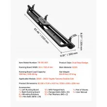 VEVOR Running Boards, 6 Inches Side Steps Compatible with 2005-2023 Toyota Tacoma Double Cab, Black Carbon Steel Nerf Bars, 550 lbs Load Capacity, Wide Non-Slip Hollow Surface with Rustproof Coating