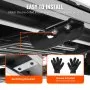 VEVOR running boards installation tutorial, showing mounting bolts, no-drill holes, and included gloves.