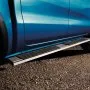 blue truck with textured VEVOR running boards on a gravel road for easy entry and exit.