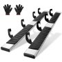 VEVOR running boards with mounting brackets and protective gloves.
