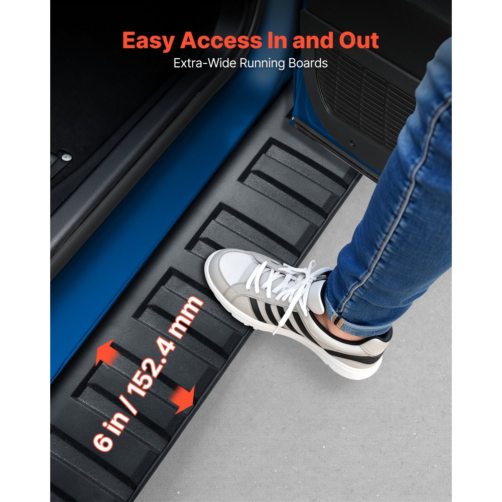 VEVOR Running Boards, 6 Inches Side Steps Compatible with 2009-2018 Dodge Ram 1500 Crew Cab, 2010-2025 Dodge Ram 2500 3500 Crew Cab(Not Fit 2019-2025 Ram 1500 New Body), Black Textured Aluminum Alloy Nerf Bars, 500 lbs Load Capacity
