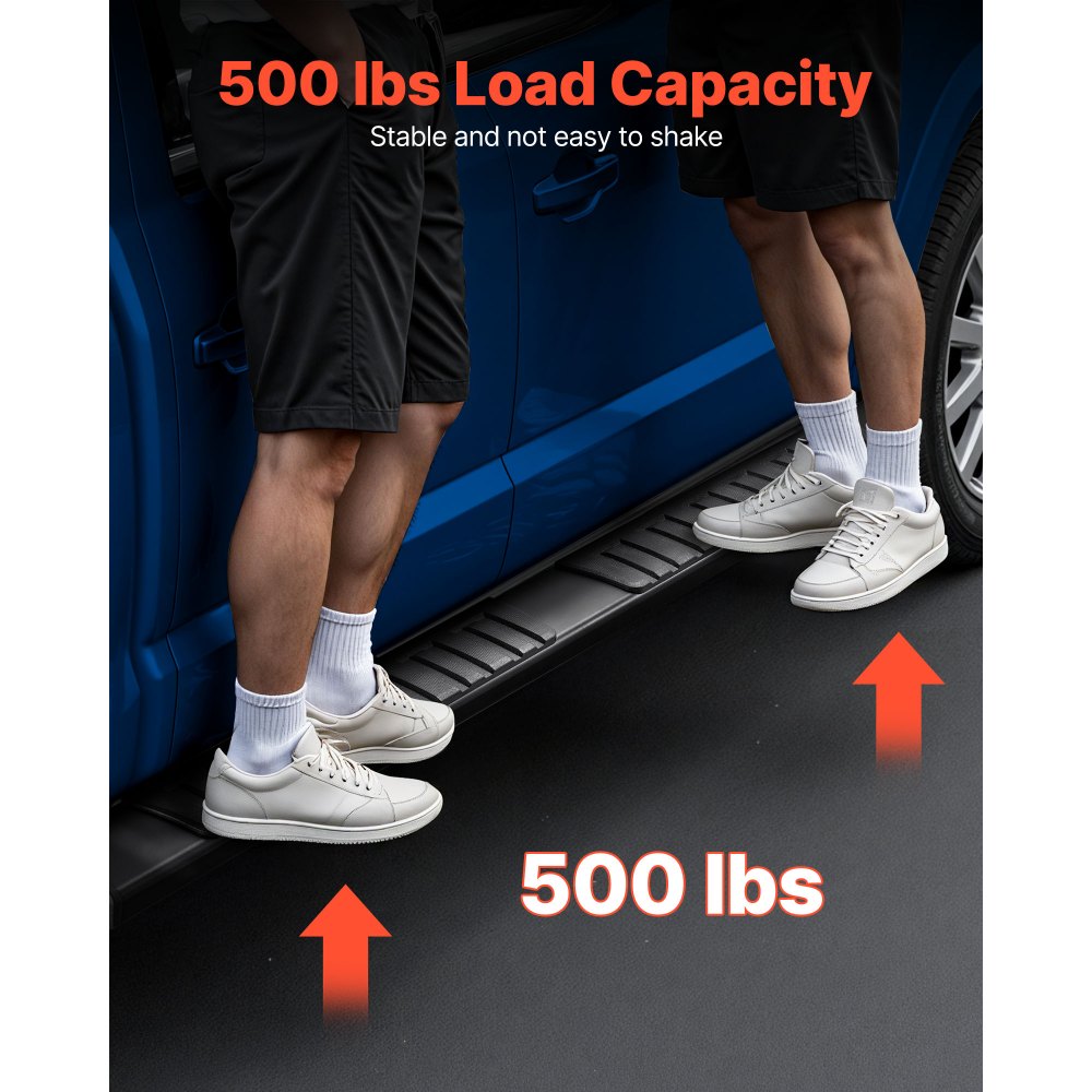 VEVOR Running Boards, 6 Inches Side Steps Compatible with 2009-2018 Dodge Ram 1500 Crew Cab, 2010-2025 Dodge Ram 2500 3500 Crew Cab(Not Fit 2019-2025 Ram 1500 New Body), Black Textured Aluminum Alloy Nerf Bars, 500 lbs Load Capacity