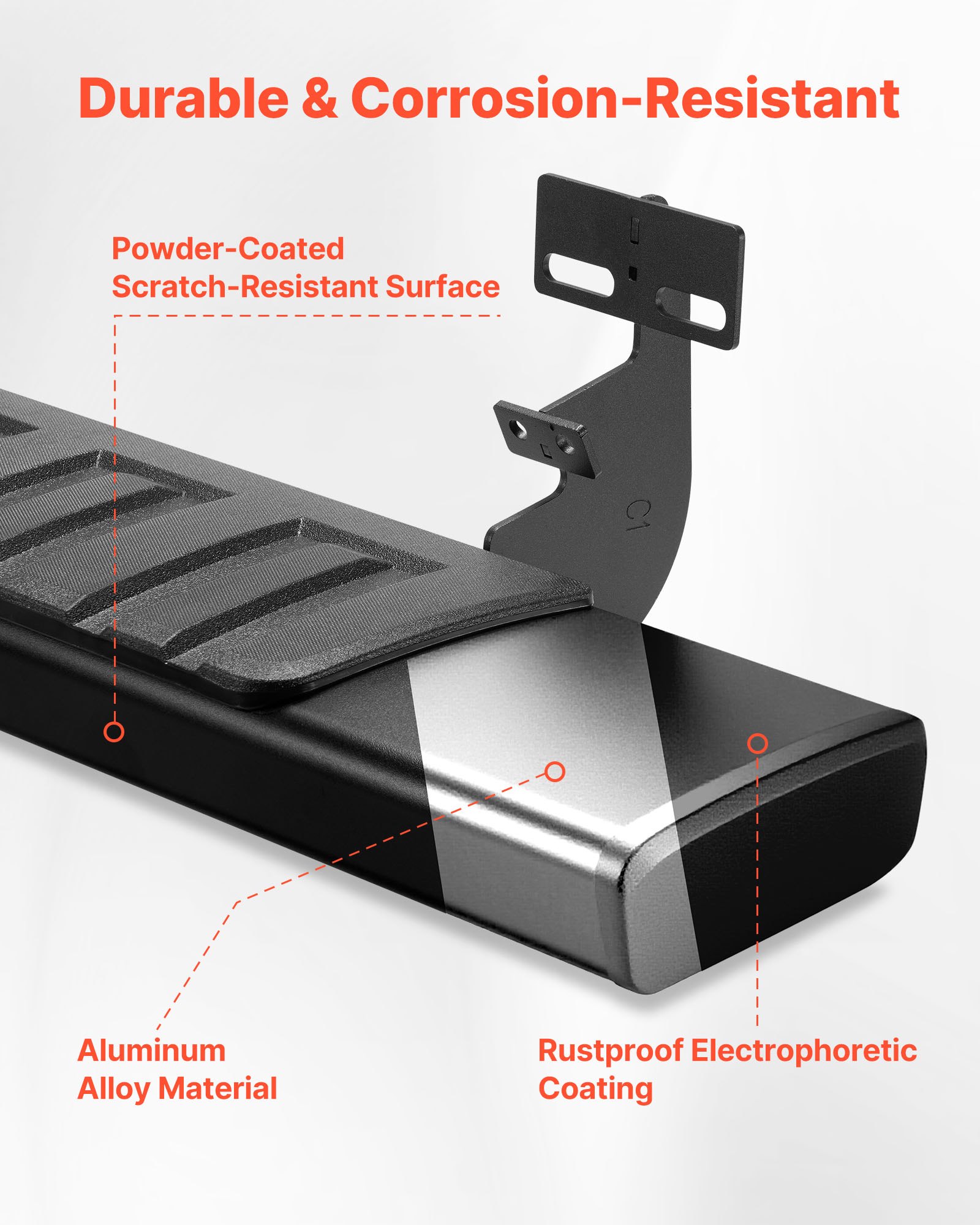 VEVOR Running Boards, 6 Inches Side Steps Compatible with 2009-2018 Dodge Ram 1500 Crew Cab, 2010-2025 Dodge Ram 2500 3500 Crew Cab(Not Fit 2019-2025 Ram 1500 New Body), Black Textured Aluminum Alloy Nerf Bars, 500 lbs Load Capacity