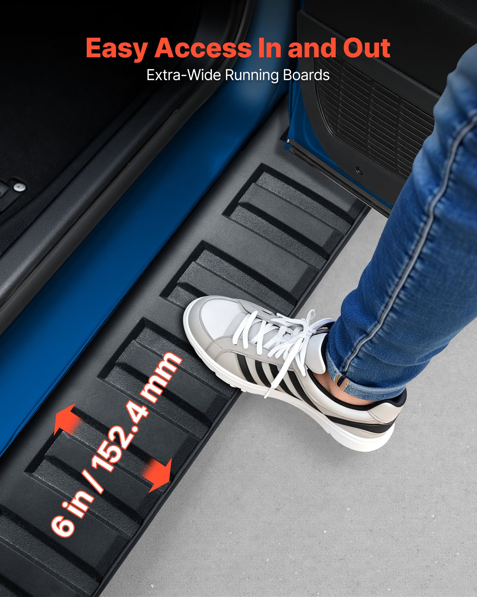 VEVOR Running Boards, 6 Inches Side Steps Compatible with 2009-2018 Dodge Ram 1500 Crew Cab, 2010-2025 Dodge Ram 2500 3500 Crew Cab(Not Fit 2019-2025 Ram 1500 New Body), Black Textured Aluminum Alloy Nerf Bars, 500 lbs Load Capacity