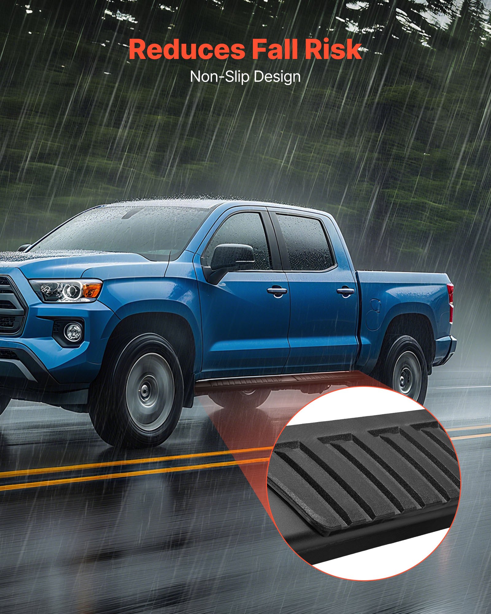 VEVOR Running Boards, 6 Inches Side Steps Compatible with 2009-2018 Dodge Ram 1500 Crew Cab, 2010-2025 Dodge Ram 2500 3500 Crew Cab(Not Fit 2019-2025 Ram 1500 New Body), Black Textured Aluminum Alloy Nerf Bars, 500 lbs Load Capacity