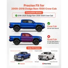 VEVOR Running Boards Nerf Bar 6 in Side Step for 09-18 Dodge Ram 1500 Crew Cab