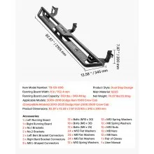 VEVOR Running Boards Nerf Bar 6 in Side Step for 09-18 Dodge Ram 1500 Crew Cab