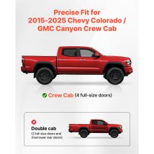 VEVOR Running Boards, 6 Inches Side Steps Compatible with 2015-2025 Chevy Colorado/GMC Canyon Crew Cab, Black Carbon Steel Nerf Bars, 550 lbs Load Capacity, Non-Slip Hollow Surface Rustproof Coating
