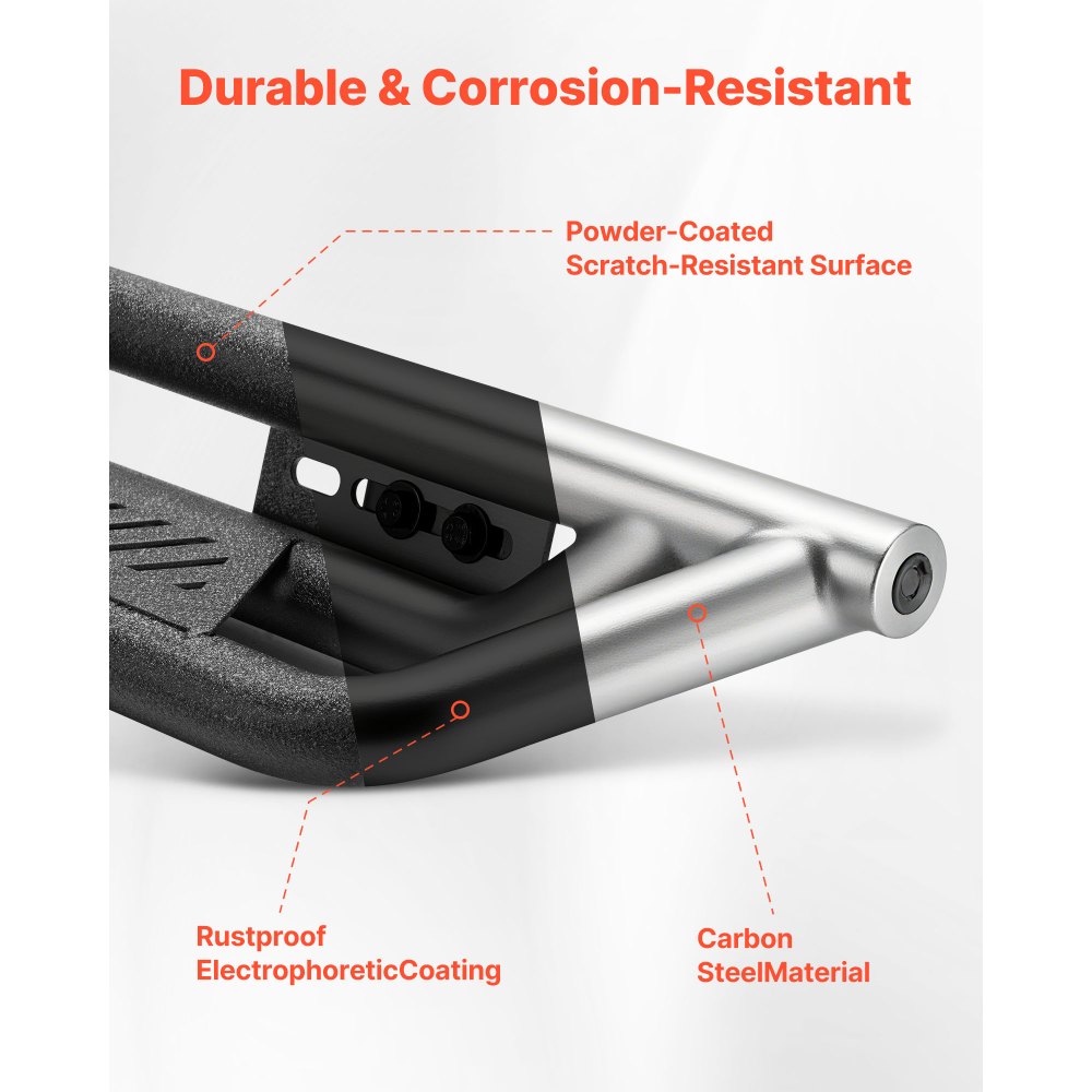 VEVOR Running Boards, 6 Inches Side Steps Compatible with 2015-2025 Ford F150 SuperCrew Cab, 2017-2025 Ford F150 SuperCrew Cab, Black Carbon Steel Nerf Bars, 550 lbs Load Capacity, Non-Slip Surface