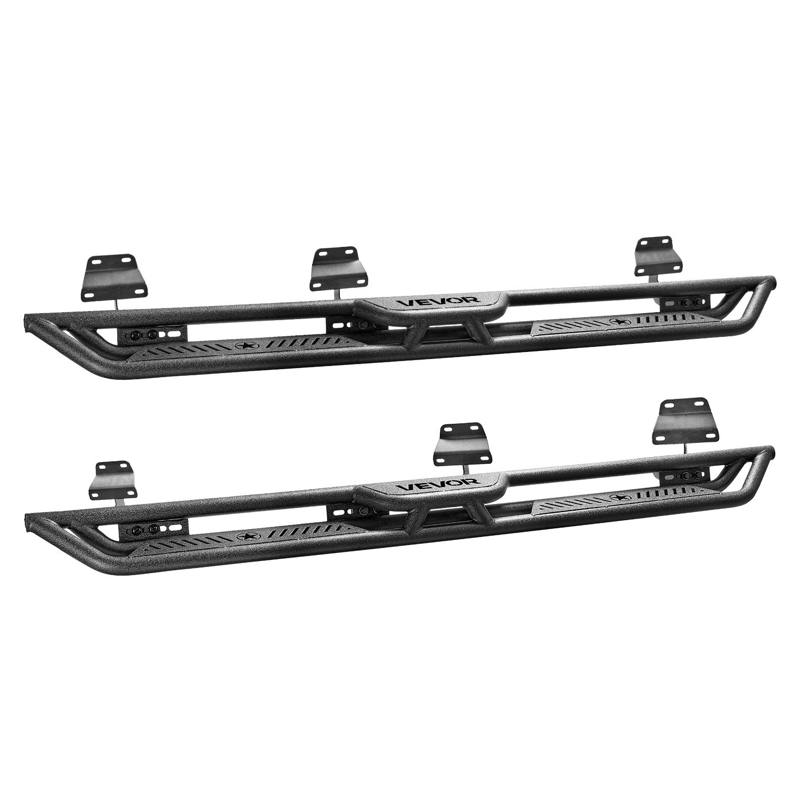 VEVOR Running Boards, 6 Inches Side Steps Compatible with 2015-2025 Ford F150 SuperCrew Cab, 2017-2025 Ford F150 SuperCrew Cab, Black Carbon Steel Nerf Bars, 550 lbs Load Capacity, Non-Slip Surface