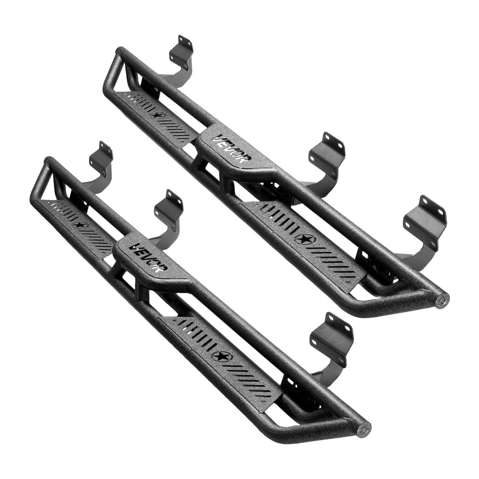 VEVOR Running Boards, 6 Inches Side Steps Compatible with 2015-2025 Ford F150 SuperCrew Cab, 2017-2025 Ford F150 SuperCrew Cab, Black Carbon Steel Nerf Bars, 550 lbs Load Capacity, Non-Slip Surface