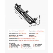 VEVOR Running Boards, 6 Inches Side Steps Compatible with 2018-2025 Jeep Wrangler JL 4 Door, Black Carbon Steel Nerf Bars, 550 lbs Load Capacity, Wide Non-Slip Hollow Surface with Rustproof Coating