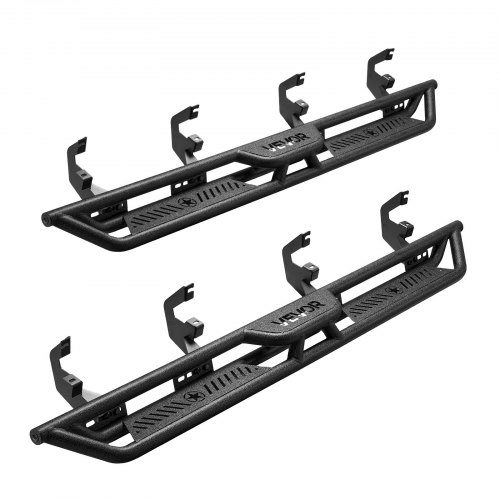 VEVOR Running Boards, 6 Inches Side Steps Compatible with 2019-2025 Chevy Silverado/GMC Sierra 1500 Crew Cab, 2020-2025 Chevy Silverado/GMC Sierra 2500HD 3500HD Crew Cab, Black Carbon Steel Nerf Bars