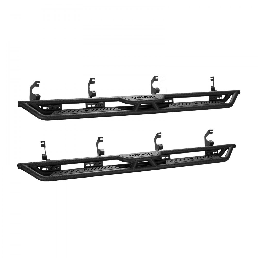VEVOR Running Boards, 6 Inches Side Steps Compatible with 2019-2025 Chevy Silverado/GMC Sierra 1500 Crew Cab, 2020-2025 Chevy Silverado/GMC Sierra 2500HD 3500HD Crew Cab, Black Carbon Steel Nerf Bars