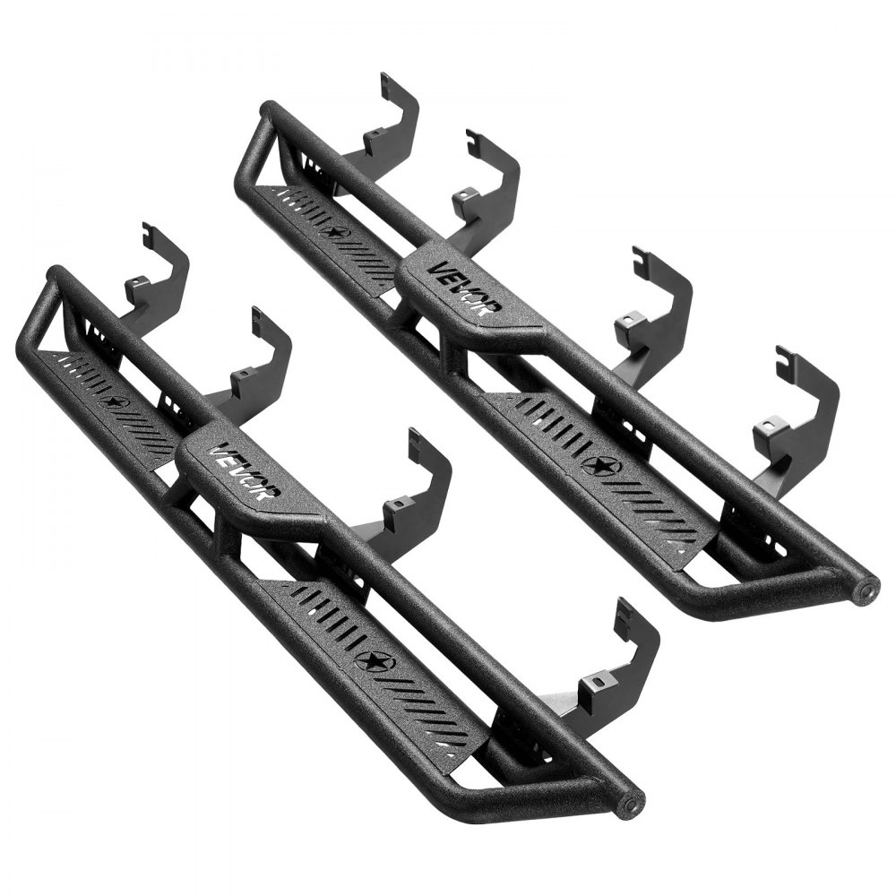 VEVOR Running Boards, 6 Inches Side Steps Compatible with 2019-2025 Chevy Silverado/GMC Sierra 1500 Crew Cab, 2020-2025 Chevy Silverado/GMC Sierra 2500HD 3500HD Crew Cab, Black Carbon Steel Nerf Bars