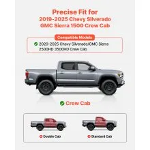 VEVOR Running Boards, 6 Inches Side Steps Compatible with 2019-2025 Chevy Silverado/GMC Sierra 1500 Crew Cab, 2020-2025 Chevy Silverado/GMC Sierra 2500HD 3500HD Crew Cab, Black Carbon Steel Nerf Bars