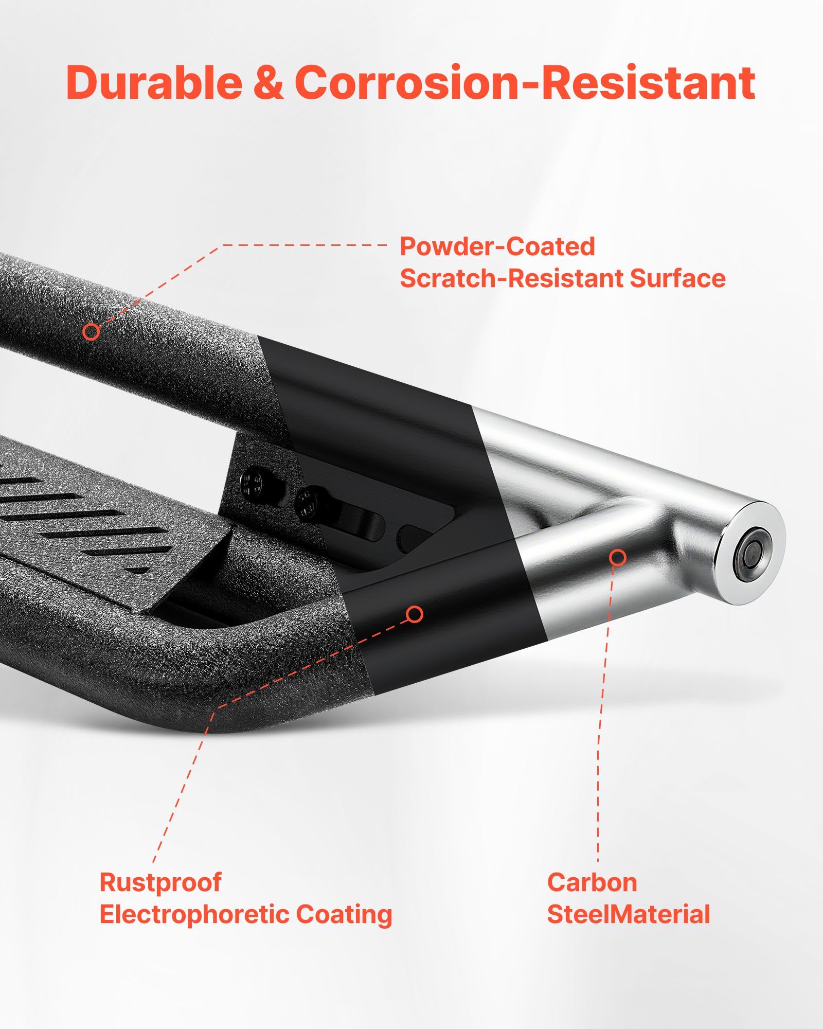 VEVOR Running Boards, 6 Inches Side Steps Compatible with 2019-2025 Chevy Silverado/GMC Sierra 1500 Crew Cab, 2020-2025 Chevy Silverado/GMC Sierra 2500HD 3500HD Crew Cab, Black Carbon Steel Nerf Bars