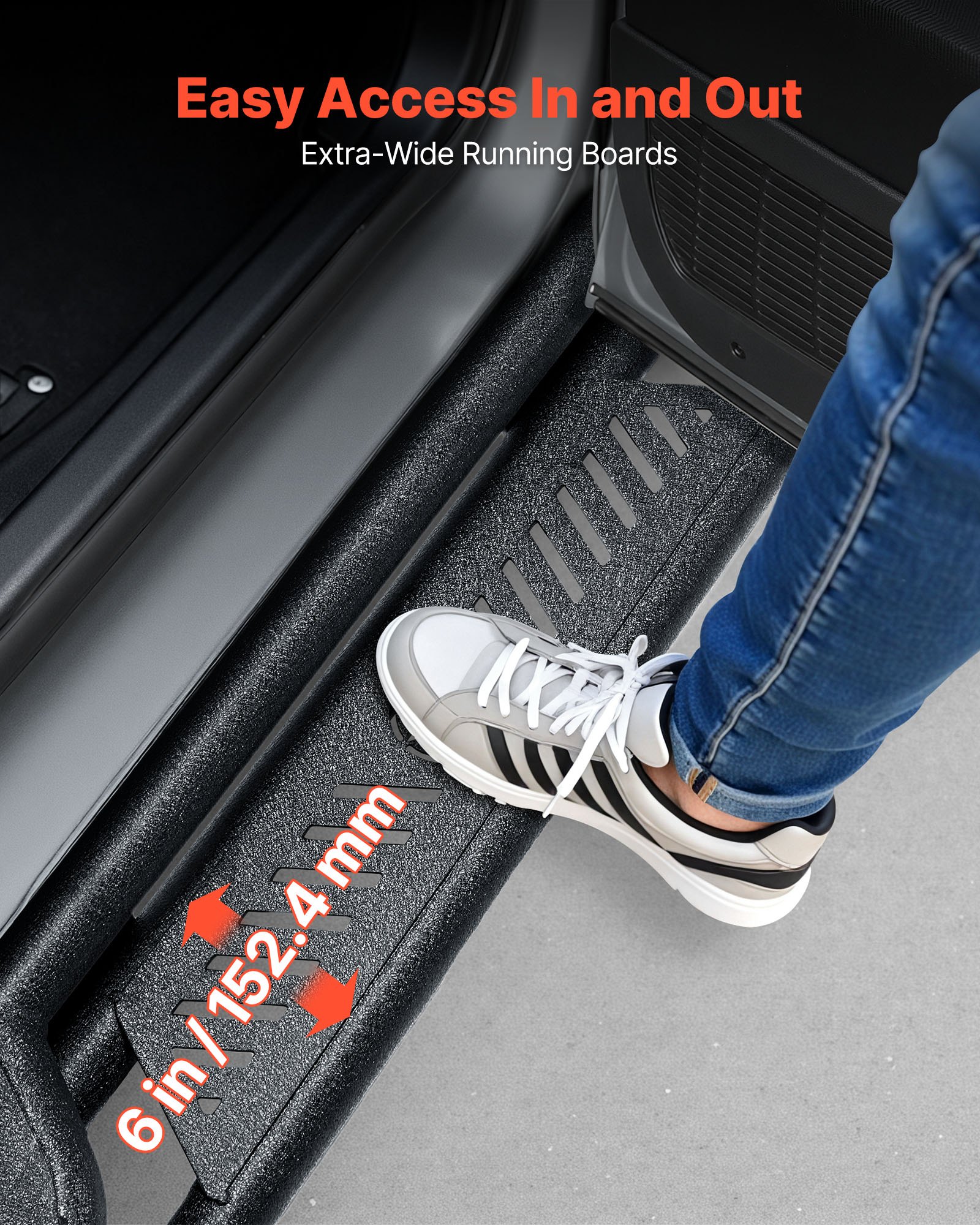 VEVOR Running Boards, 6 Inches Side Steps Compatible with 2019-2025 Chevy Silverado/GMC Sierra 1500 Crew Cab, 2020-2025 Chevy Silverado/GMC Sierra 2500HD 3500HD Crew Cab, Black Carbon Steel Nerf Bars