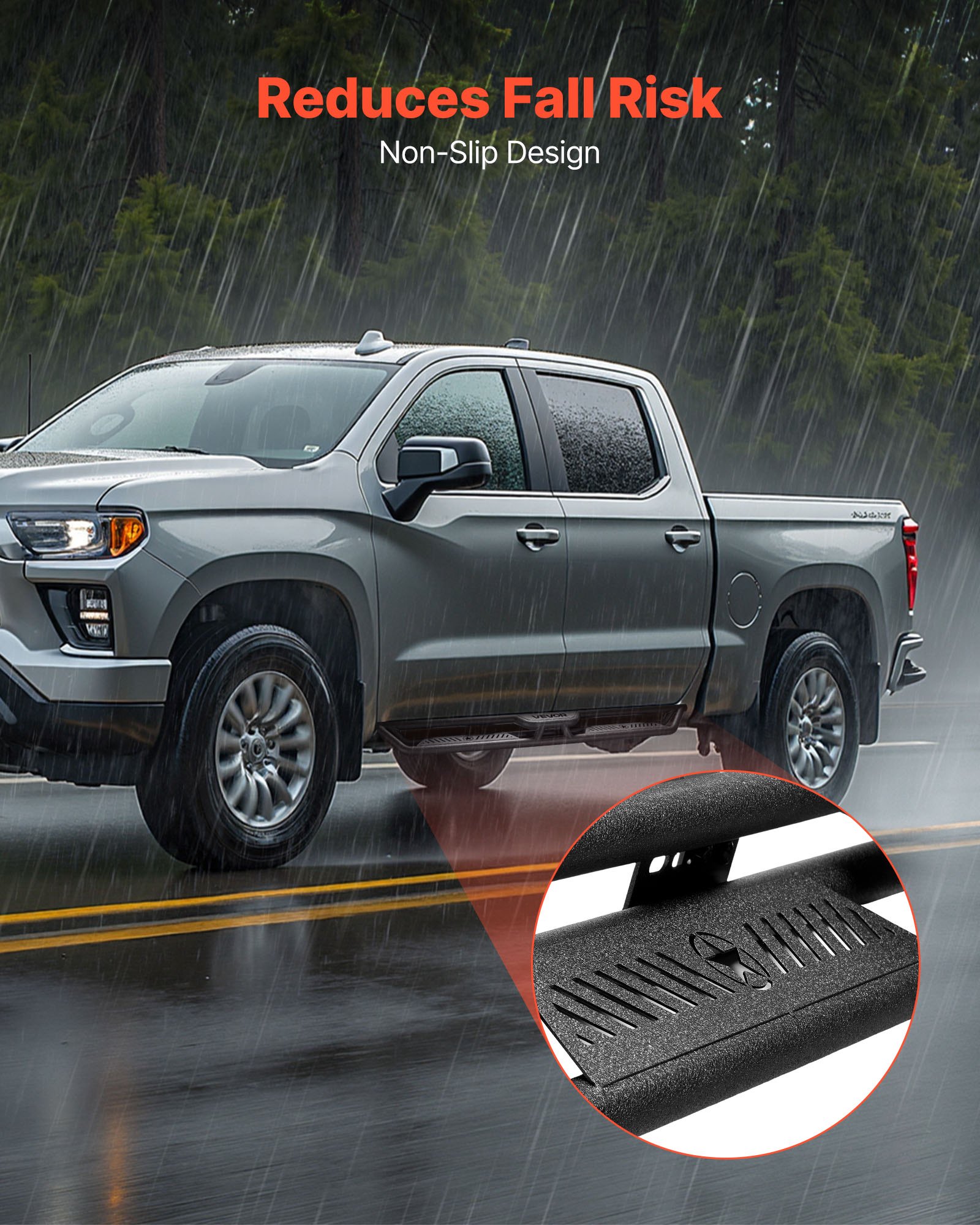 VEVOR Running Boards, 6 Inches Side Steps Compatible with 2019-2025 Chevy Silverado/GMC Sierra 1500 Crew Cab, 2020-2025 Chevy Silverado/GMC Sierra 2500HD 3500HD Crew Cab, Black Carbon Steel Nerf Bars