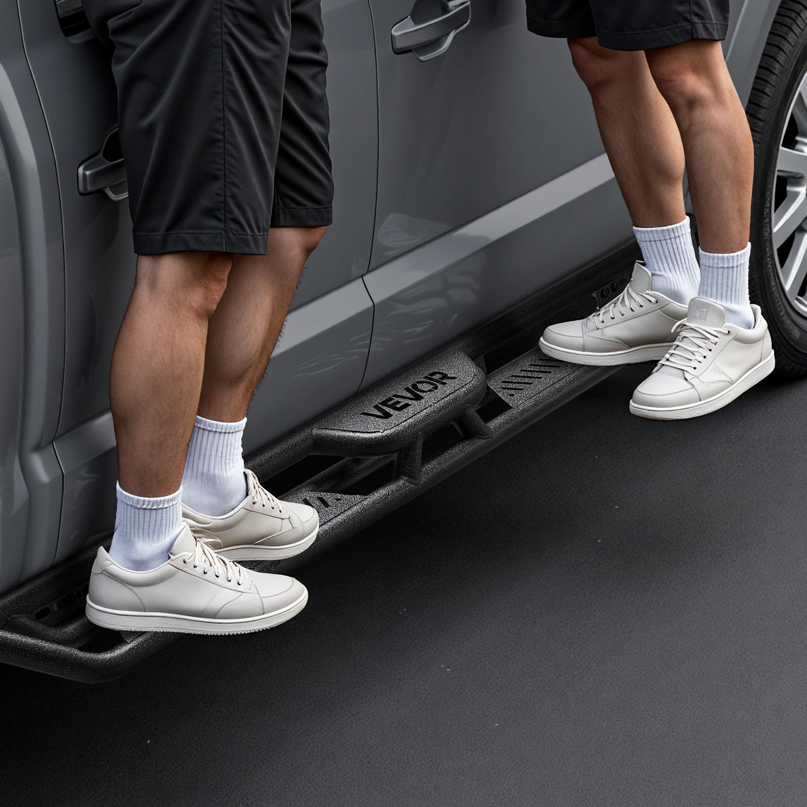 VEVOR Running Boards, 6 Inches Side Steps Compatible with 2019-2025 Chevy Silverado/GMC Sierra 1500 Crew Cab, 2020-2025 Chevy Silverado/GMC Sierra 2500HD 3500HD Crew Cab, Black Carbon Steel Nerf Bars