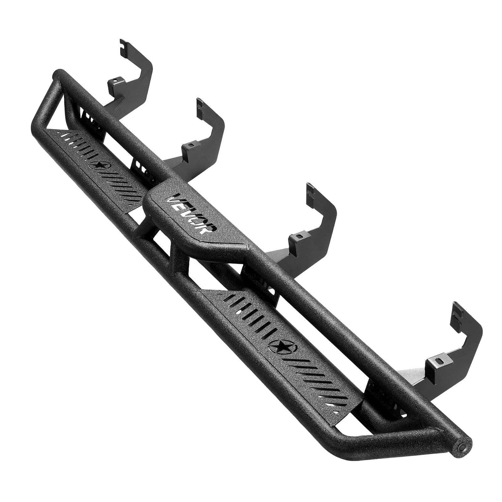 VEVOR Running Boards, 6 Inches Side Steps Compatible with 2019-2025 Chevy Silverado/GMC Sierra 1500 Crew Cab, 2020-2025 Chevy Silverado/GMC Sierra 2500HD 3500HD Crew Cab, Black Carbon Steel Nerf Bars