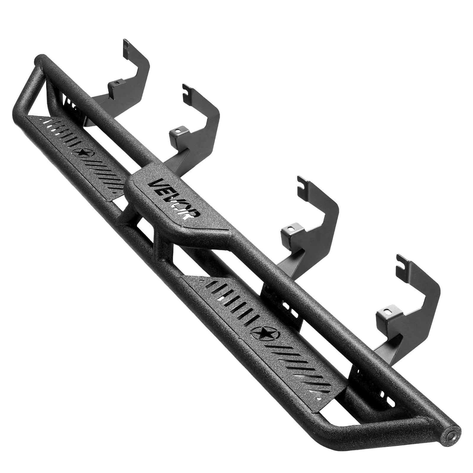 VEVOR Running Boards, 6 Inches Side Steps Compatible with 2019-2025 Chevy Silverado/GMC Sierra 1500 Crew Cab, 2020-2025 Chevy Silverado/GMC Sierra 2500HD 3500HD Crew Cab, Black Carbon Steel Nerf Bars