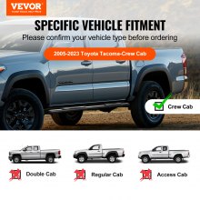 VEVOR Running Boards 3" Step Bars Fit 2005-2023 Toyota Tacoma-Crew Cab 500LBS