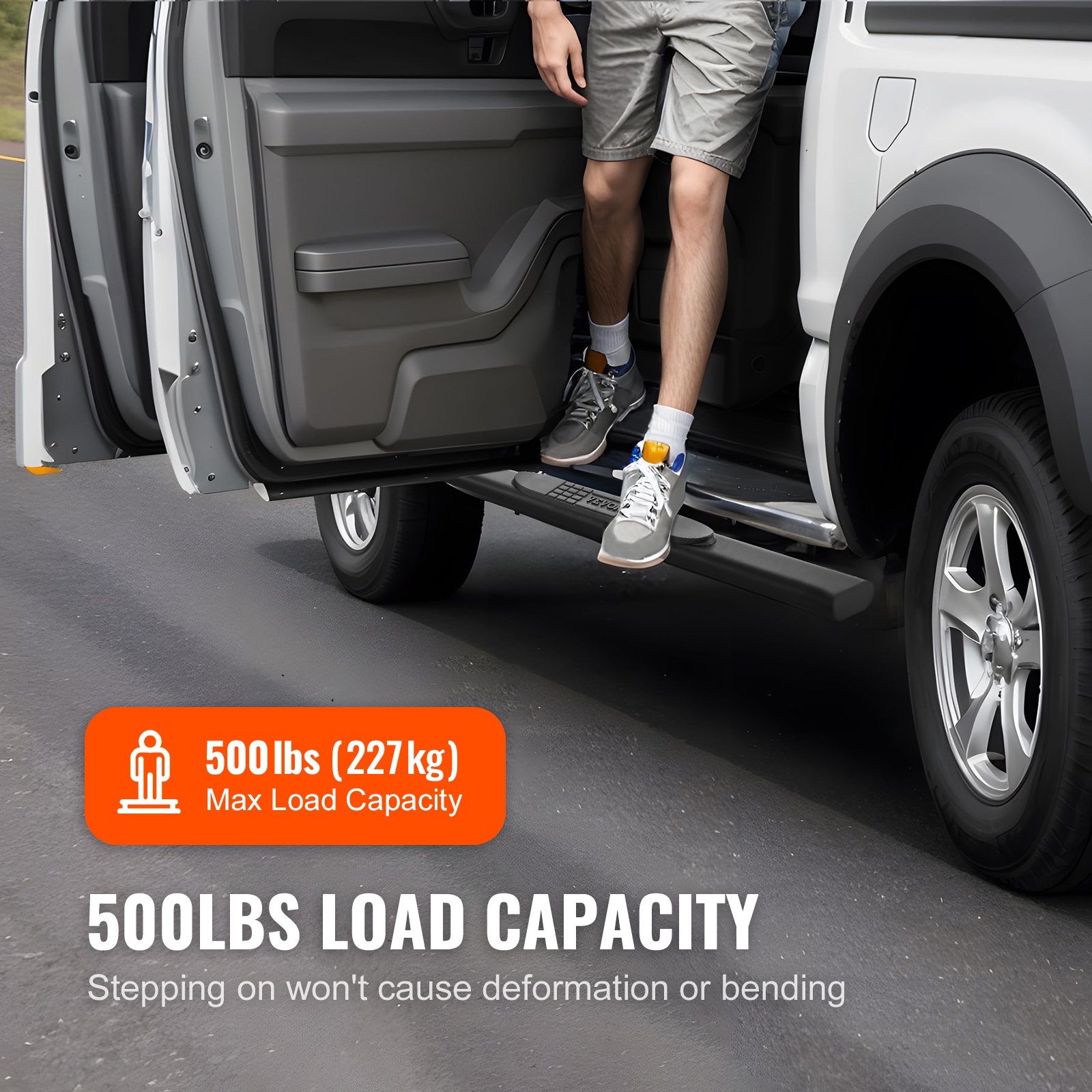 VEVOR 3" Side Steps for 2005-2023 Toyota Tacoma-Crew Cab, 4-Door, Durable Carbon Steel Nerf Bars with ABS Traction Pads, Supports Up to 500LBS, Set of 2