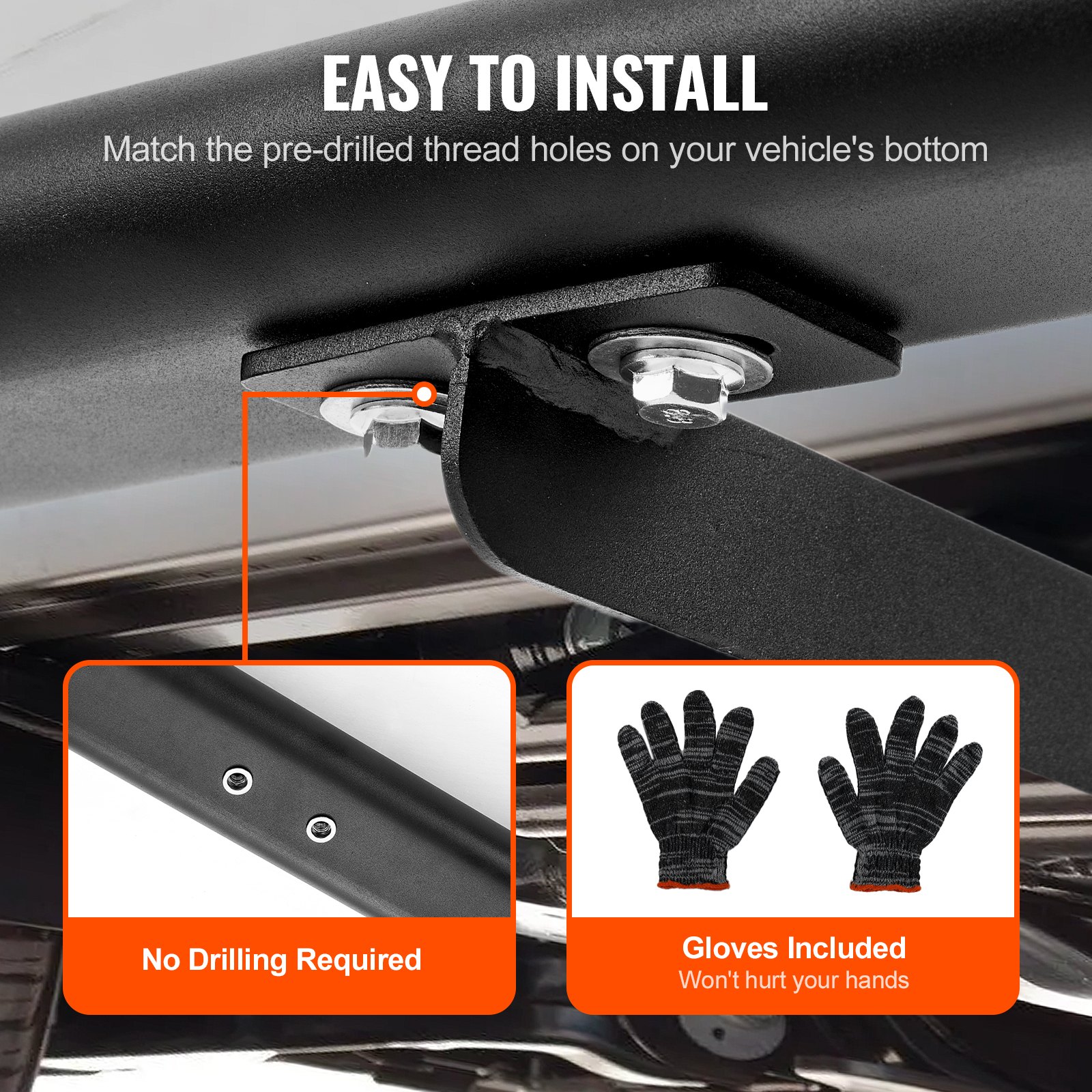 VEVOR 3" Side Steps for 2005-2023 Toyota Tacoma-Crew Cab, 4-Door, Durable Carbon Steel Nerf Bars with ABS Traction Pads, Supports Up to 500LBS, Set of 2