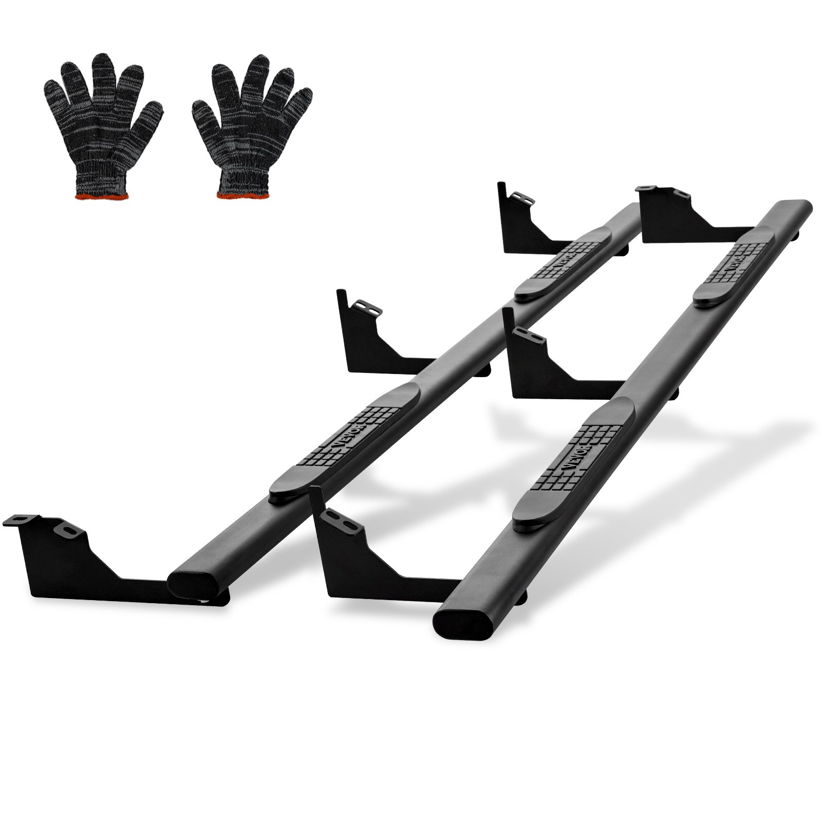 VEVOR 3" Side Steps for 2005-2023 Toyota Tacoma-Crew Cab, 4-Door, Durable Carbon Steel Nerf Bars with ABS Traction Pads, Supports Up to 500LBS, Set of 2