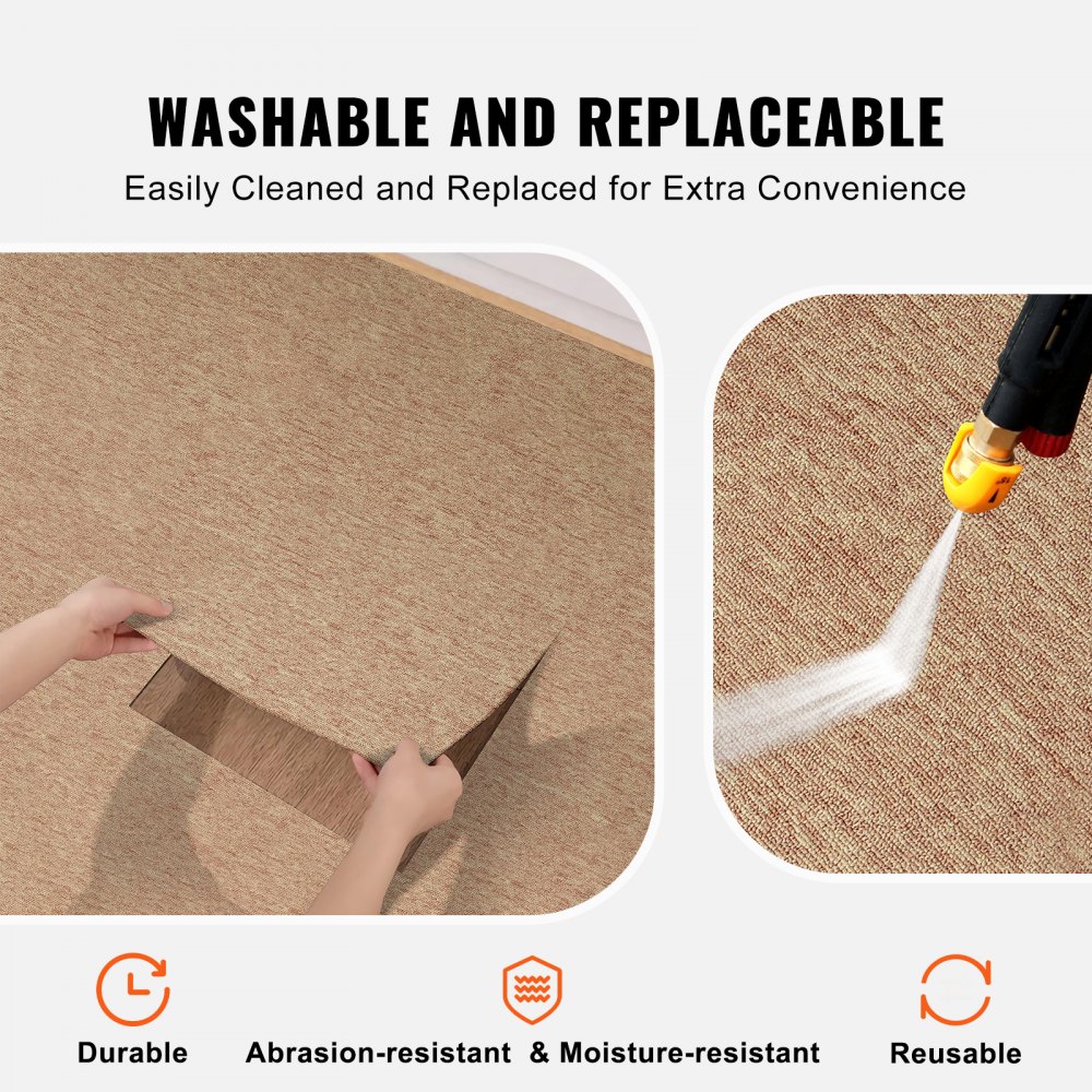 VEVOR Carpet Tiles Reusable, 20"x 20" Carpet Squares With Padding Attached, Soft Padded Carpet Tiles, Easy Install DIY for Bedroom Living Room Indoor Outdoor (16 Tiles, Dark Brown)