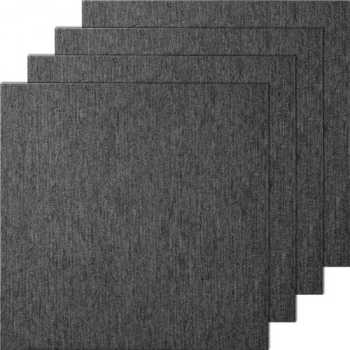VEVOR Carpet Tiles Reusable, 20"x 20" Carpet Squares With Padding Attached, Soft Padded Carpet Tiles, Easy Install DIY for Bedroom Living Room Indoor Outdoor (20 Tiles, Dark Gray)