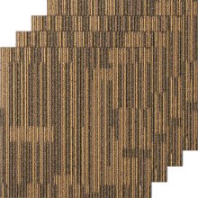 VEVOR teppefliser gjenbrukbare, 20" x 20" teppekvadrater med polstring festet, myke polstrede teppefliser, enkel installering DIY for soveromsstue (12 fliser, blandet brun)