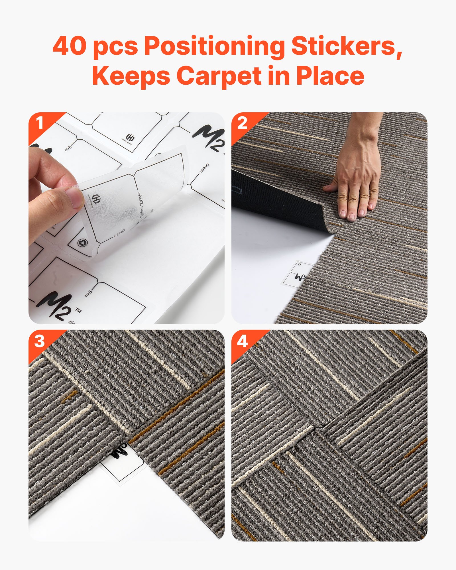 VEVOR Carpet Tiles Reusable 610x610 mm, 24 PCS Modular Carpet Square Rug, Commercial Floor Soft Padded for Seamless Cover 8.9㎡, Easy DIY Replacement for Living Room Bedroom Office Indoor, Dark Brown