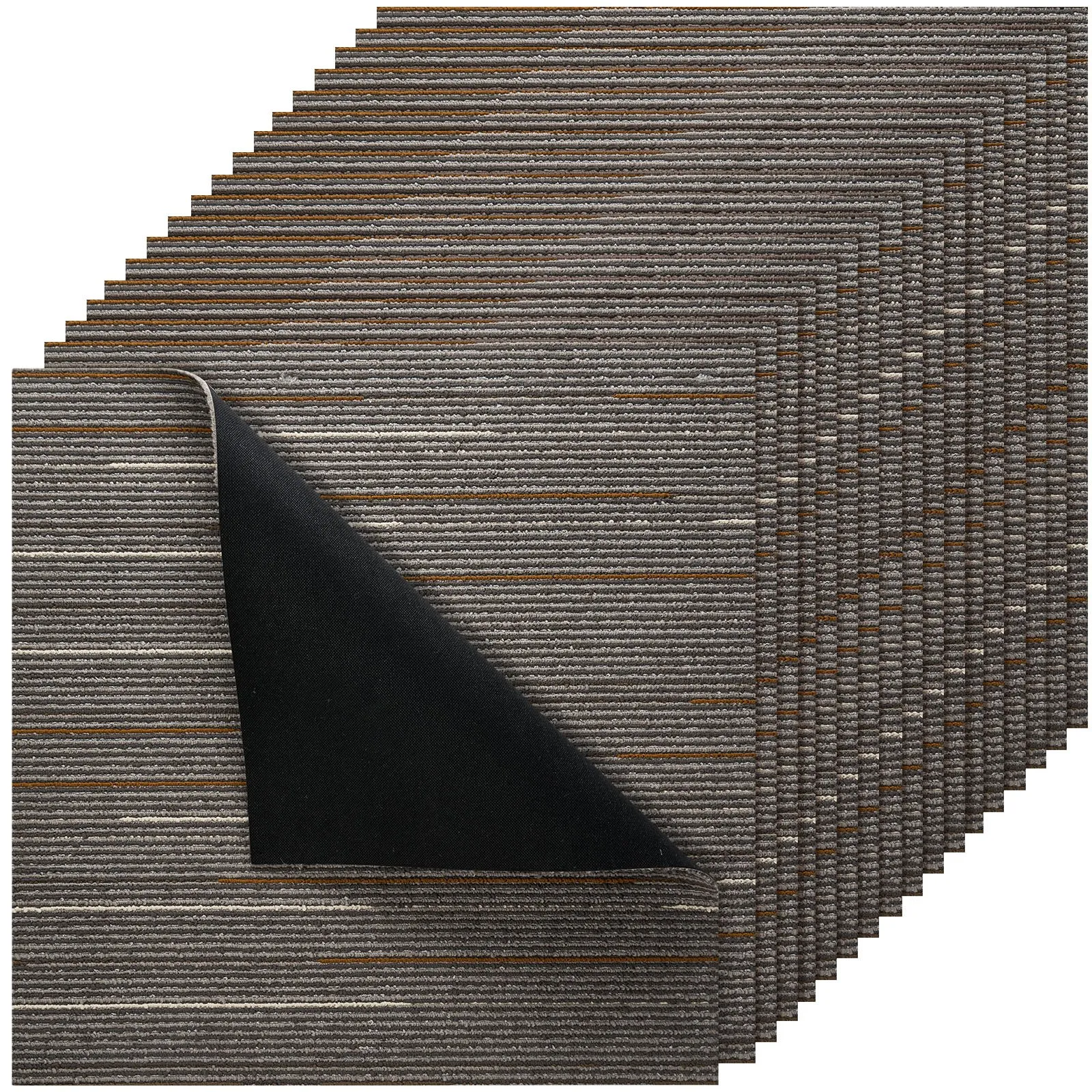 VEVOR Carpet Tiles Reusable 24x24 inch, 24 PCS Modular Carpet Square Rug, Commercial Floor Soft Padded for Seamless Cover 96sq.ft, Easy DIY for Living Room Bedroom Office Indoor,Dark Brown