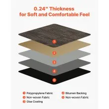 Carpet Tiles Reusable 24x24 inch 24 PCS Modular Rug Soft Padded Gray Brown