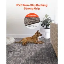 Carpet Tiles Reusable 24x24 inch 24 PCS Modular Rug Soft Padded Gray Brown