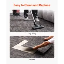 Carpet Tiles Reusable 24x24 inch 24 PCS Modular Rug Soft Padded Gray Brown
