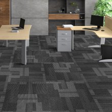 VEVOR Carpet Tile Floor 24pcs Squares w/Padding Attached 20"x 20"Mixed Gray