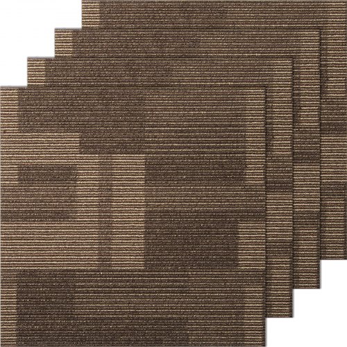 VEVOR Carpet Tiles Reusable, 24"x 24"Carpet Squares With Padding Attached, Soft Padded Carpet Tiles, Easy Install DIY for Bedroom Living Room (24Tiles, Mixed Brown)