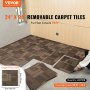 VEVOR tæppefliser genanvendelige, 24" x 24" tæppefirkanter med polstring påsat, bløde polstrede tæppefliser, nem at installere gør-det-selv til stue i soveværelset (24 fliser, blandet brun)