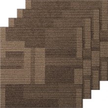 VEVOR Carpet Tile Floor 24pcs Squares w/Padding Attached 20"x 20"Mixed Brown