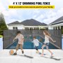 VEVOR Pool Fencing Mesh, 4 x 12 ft Swimming Pool Fence, 1000D PVC Mesh Fabric Removable Pool Fence, Pool Fence for Inground Pools with Aluminum Poles and Stainless Steel Tubes for Security and Privacy