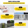 VEVOR pool fence installation guide: measure holes, drill, insert poles, attach fabric.